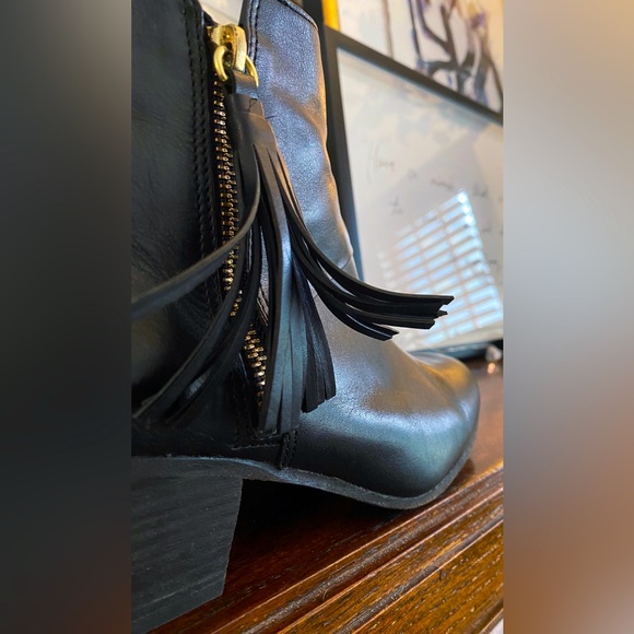 Black Coach Leather Boots w/ Tassel Detail (Retail $375) - Picture 1 of 8